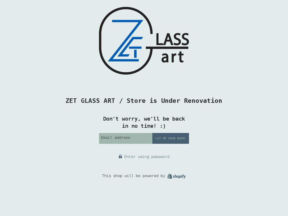 zetglassart.com shopify website screenshot