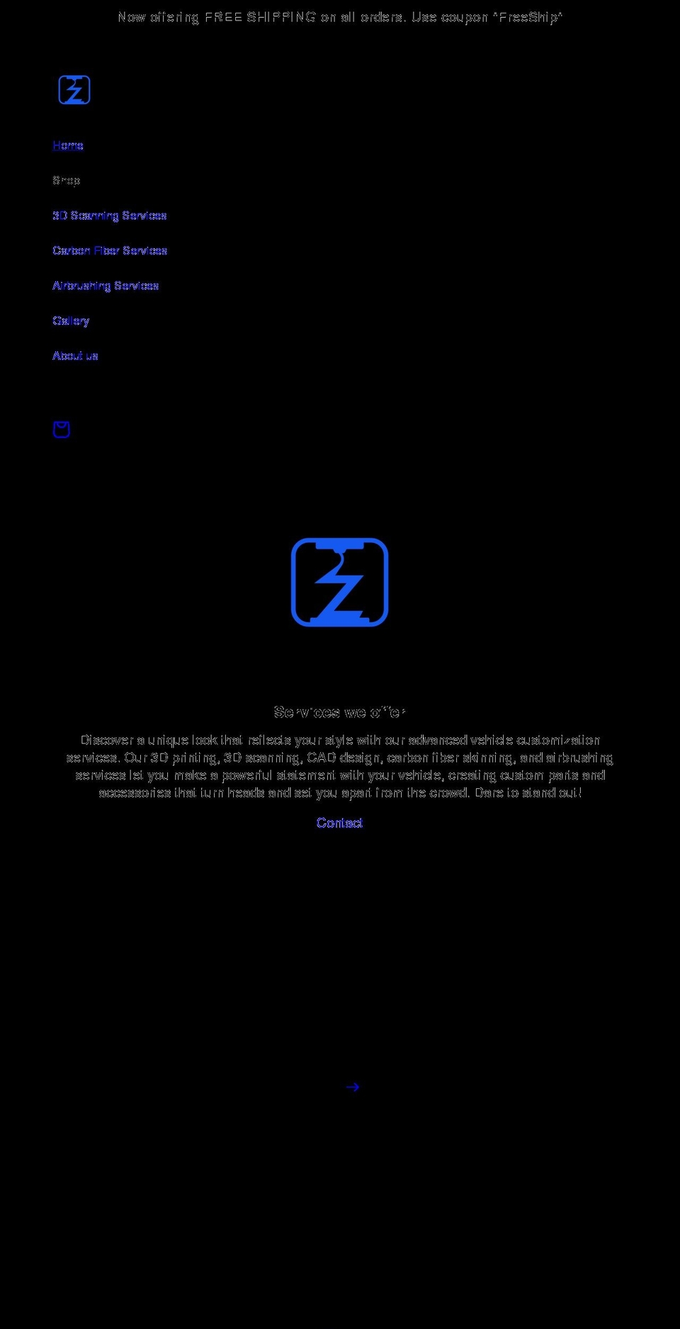 zeus3d.net shopify website screenshot