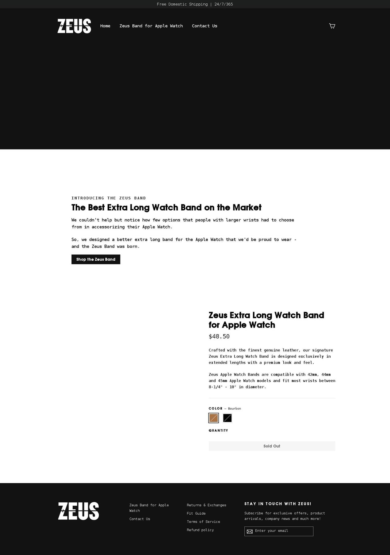 zeusbands.com shopify website screenshot