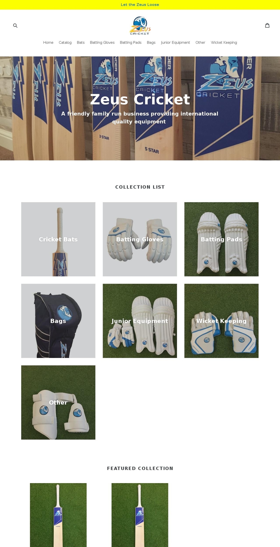 zeuscricket.com shopify website screenshot