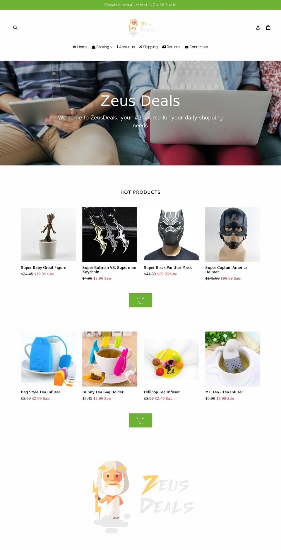zeusdeals.com shopify website screenshot