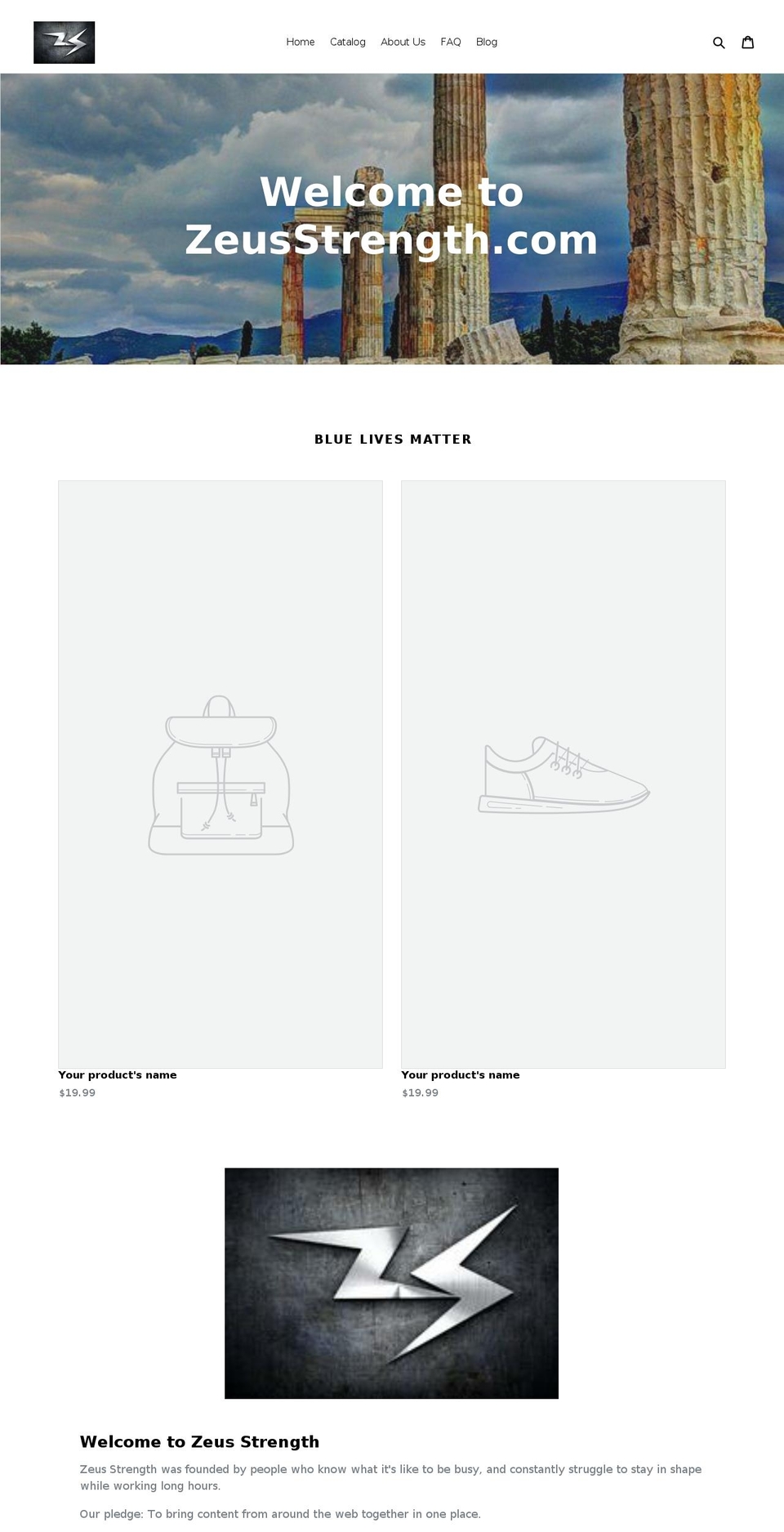zeusstrength.com — Shopify storefront screenshot