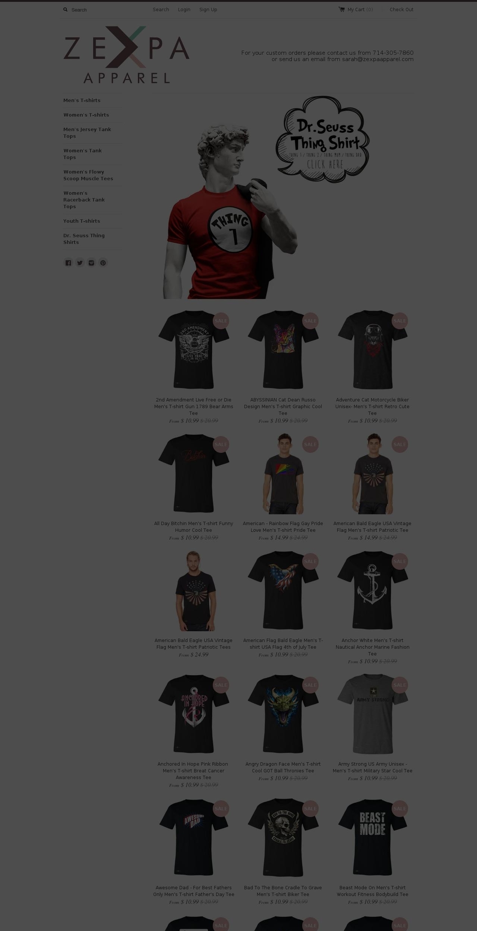 zexpaapparel.com shopify website screenshot