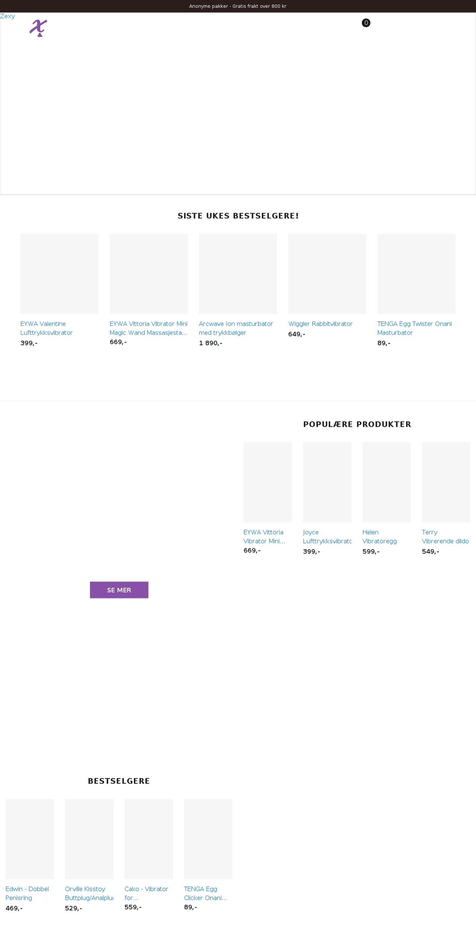 zexy.no shopify website screenshot