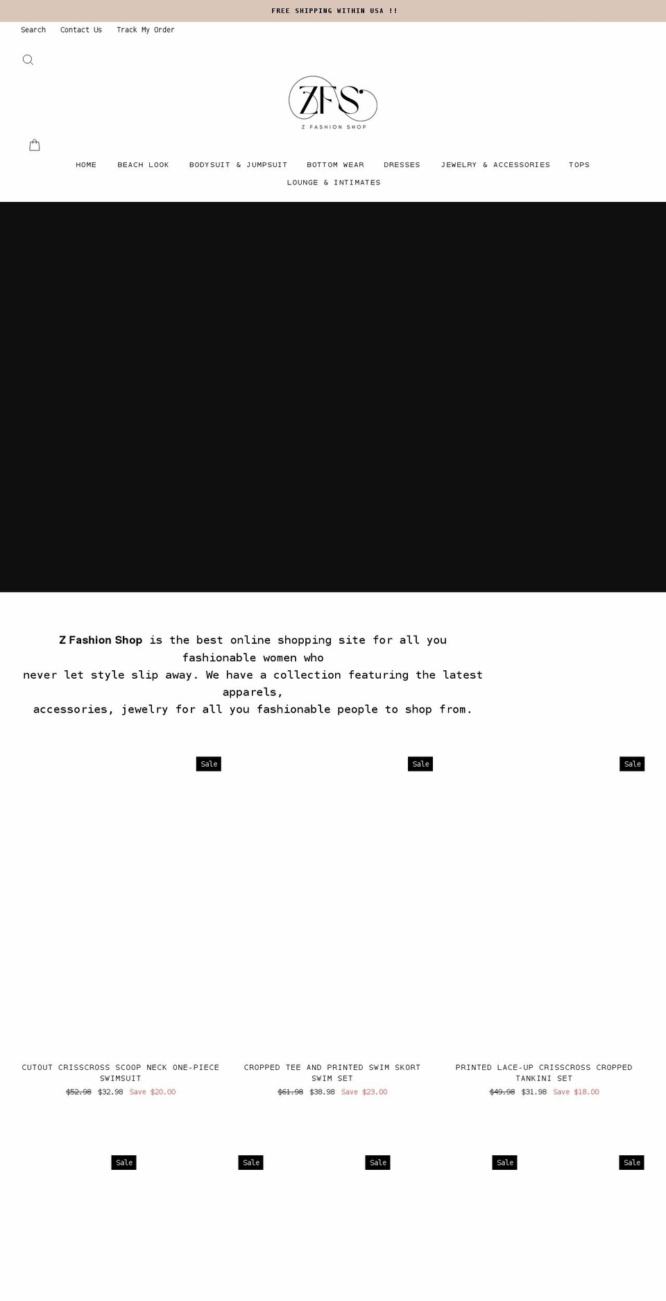 zfashionshop.com shopify website screenshot