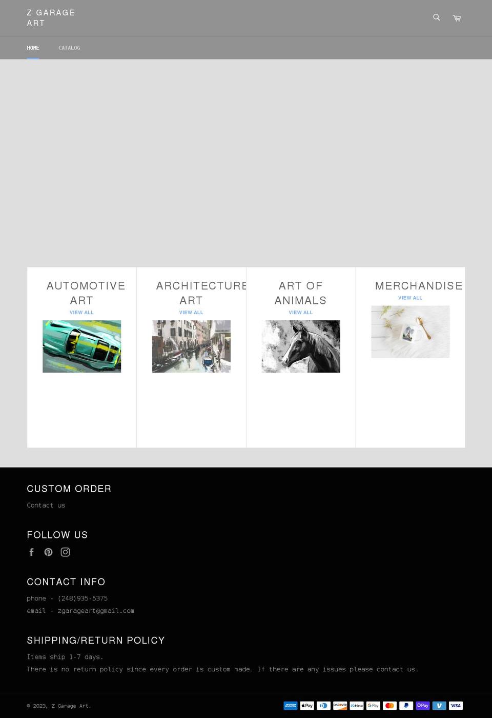 zgarageart.com shopify website screenshot