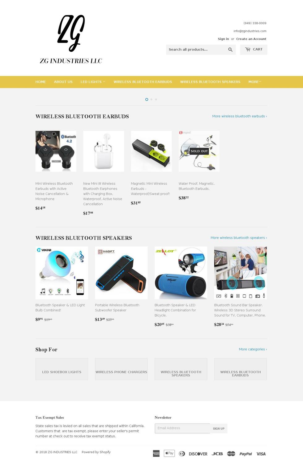 zgindustries.com — Shopify storefront screenshot