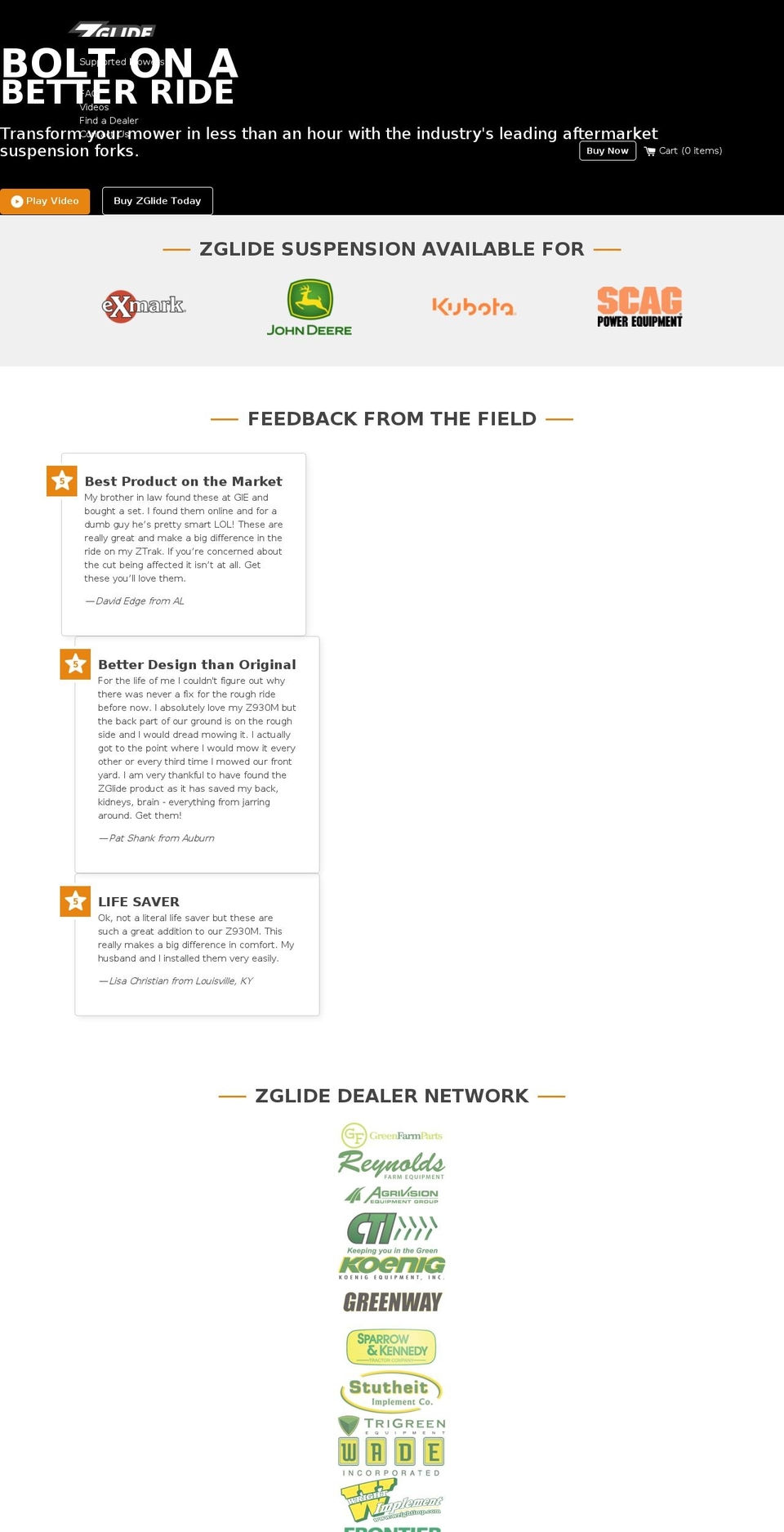 zglidesuspension.com shopify website screenshot