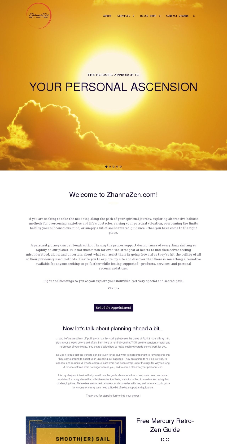 zhannazen.com — Shopify storefront screenshot