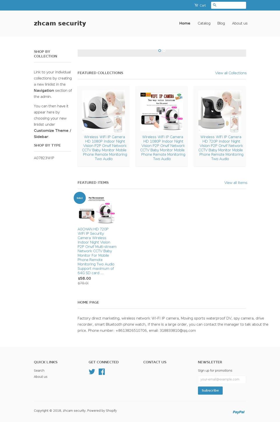 zhhcam.com shopify website screenshot