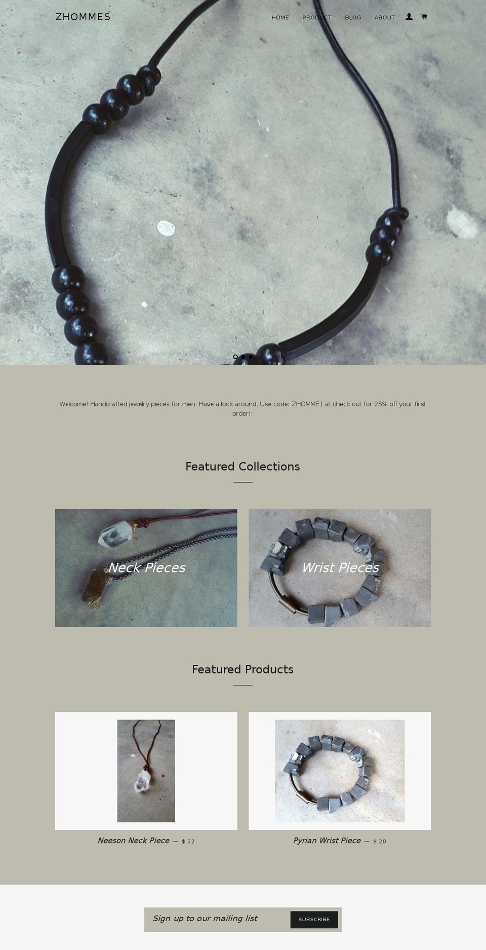 zhommes.com — Shopify storefront screenshot