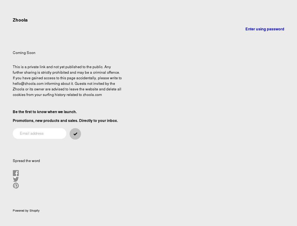 zhoola.com shopify website screenshot