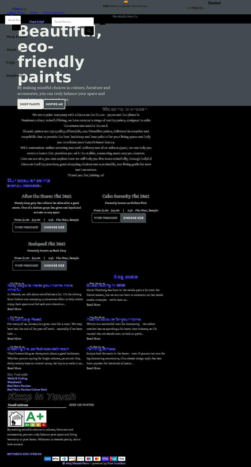 zhooshpaints.com shopify website screenshot