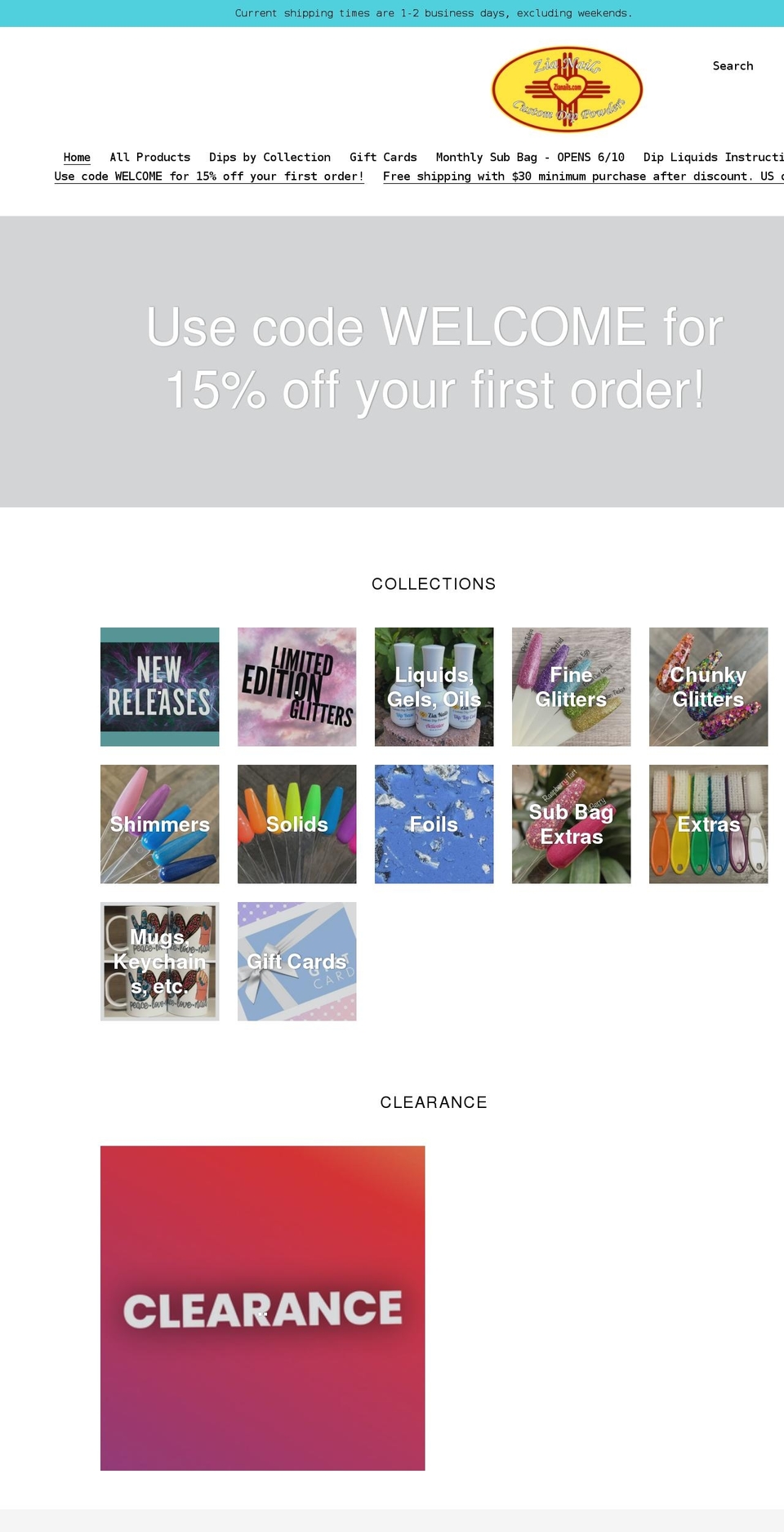 zianails.com shopify website screenshot