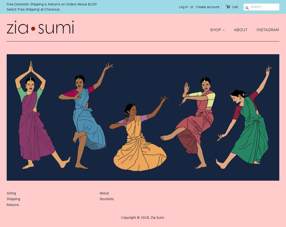 ziasumi.com — Shopify storefront screenshot