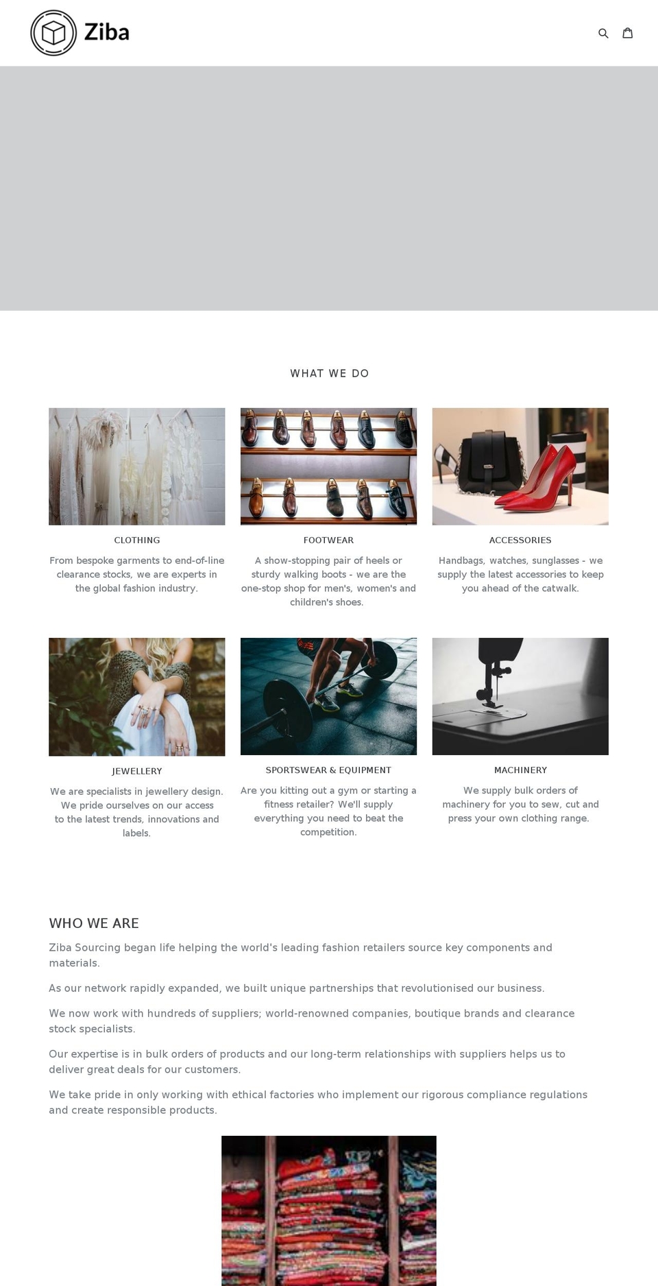 zibasourcing.com — Shopify storefront screenshot