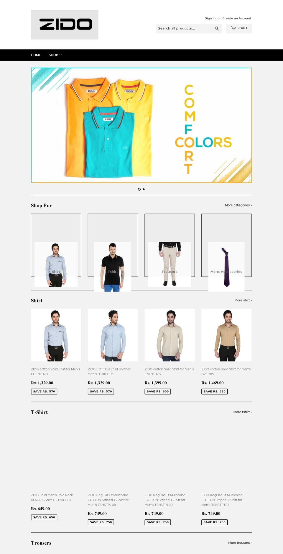 zidoclothing.com shopify website screenshot