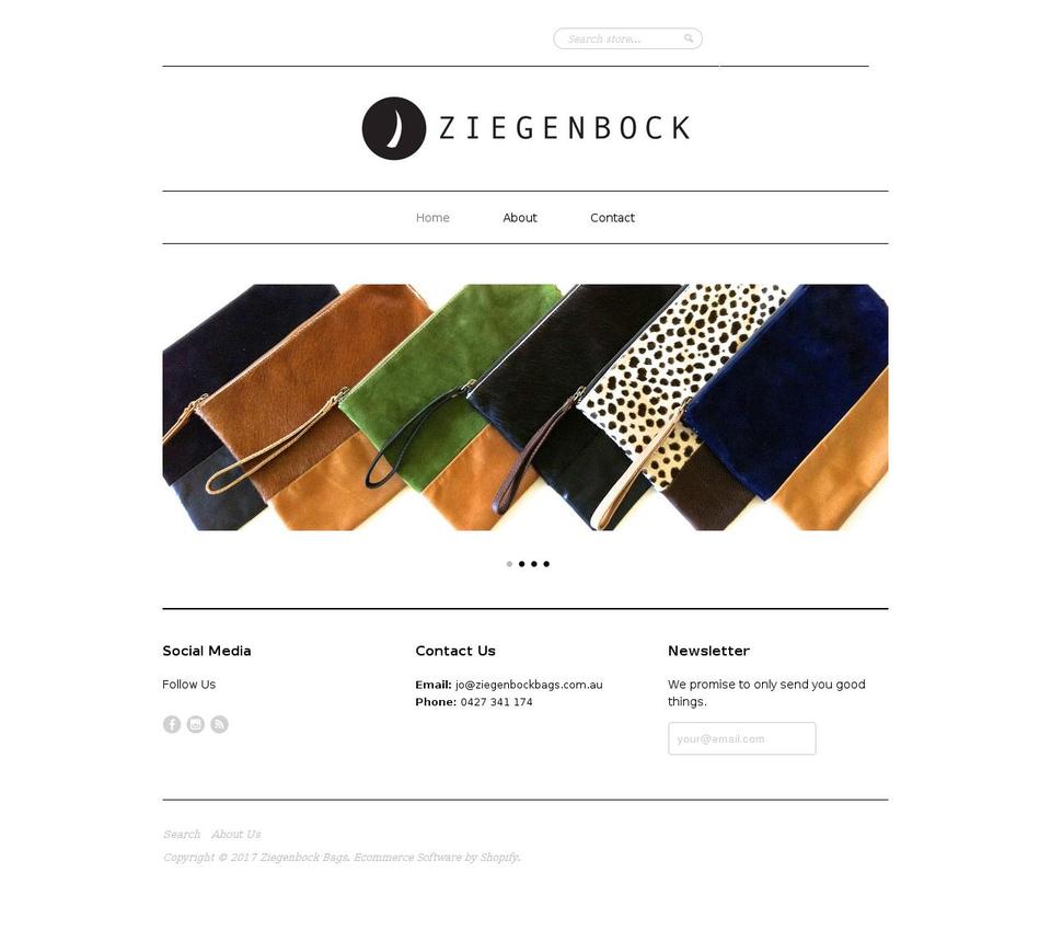 ziegenbockbags.com shopify website screenshot