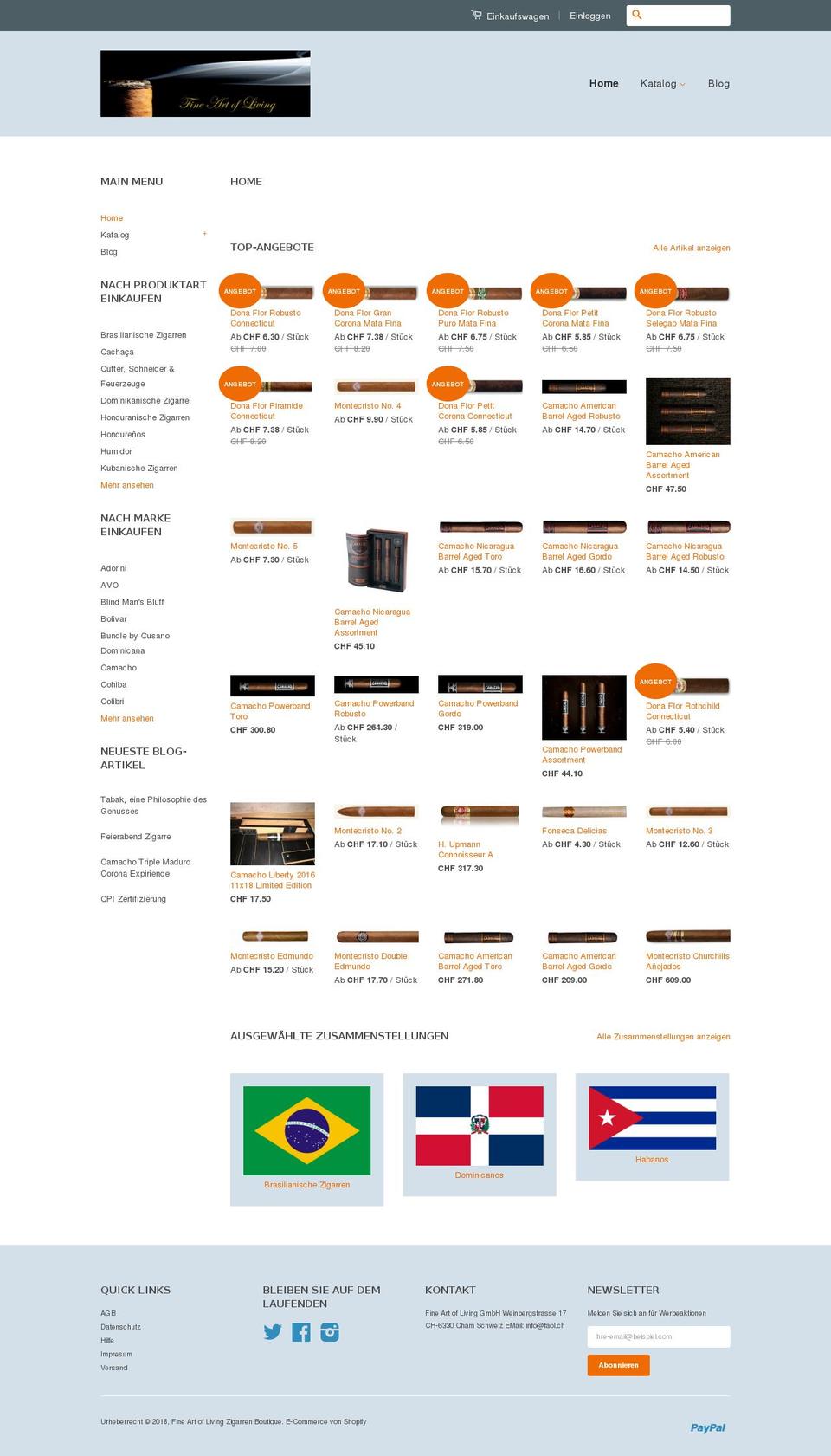 zigarren-schweiz.com — Shopify storefront screenshot