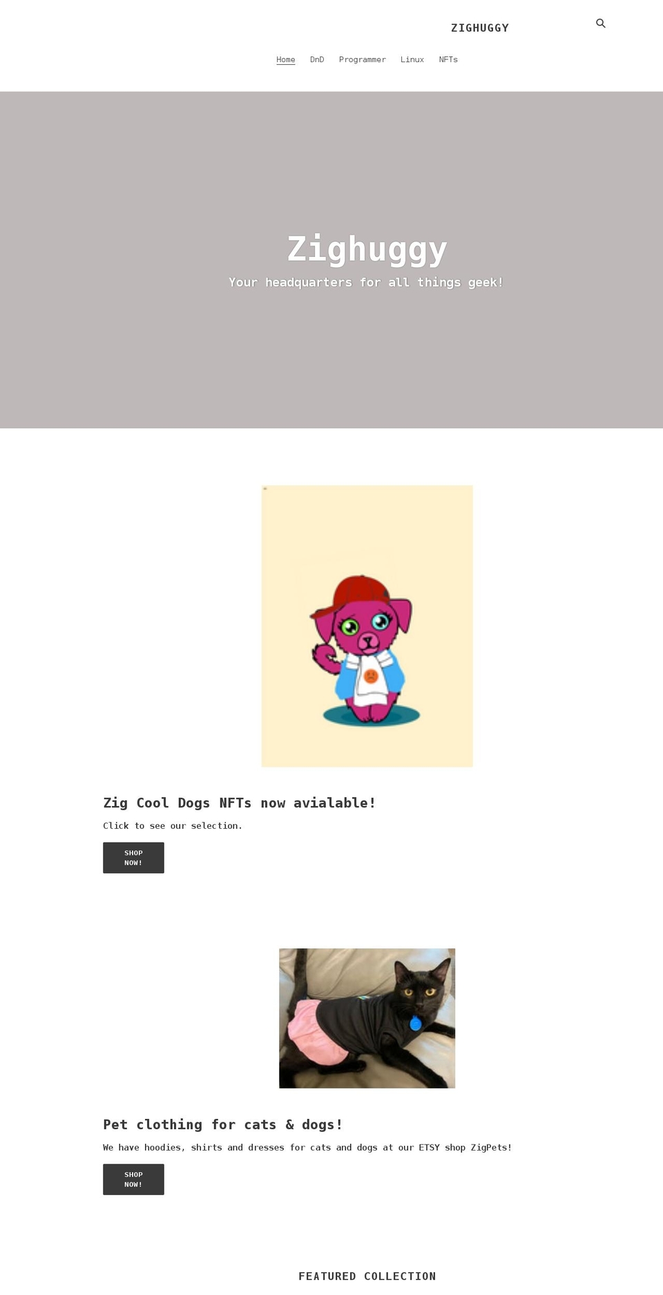 zighuggy.com shopify website screenshot