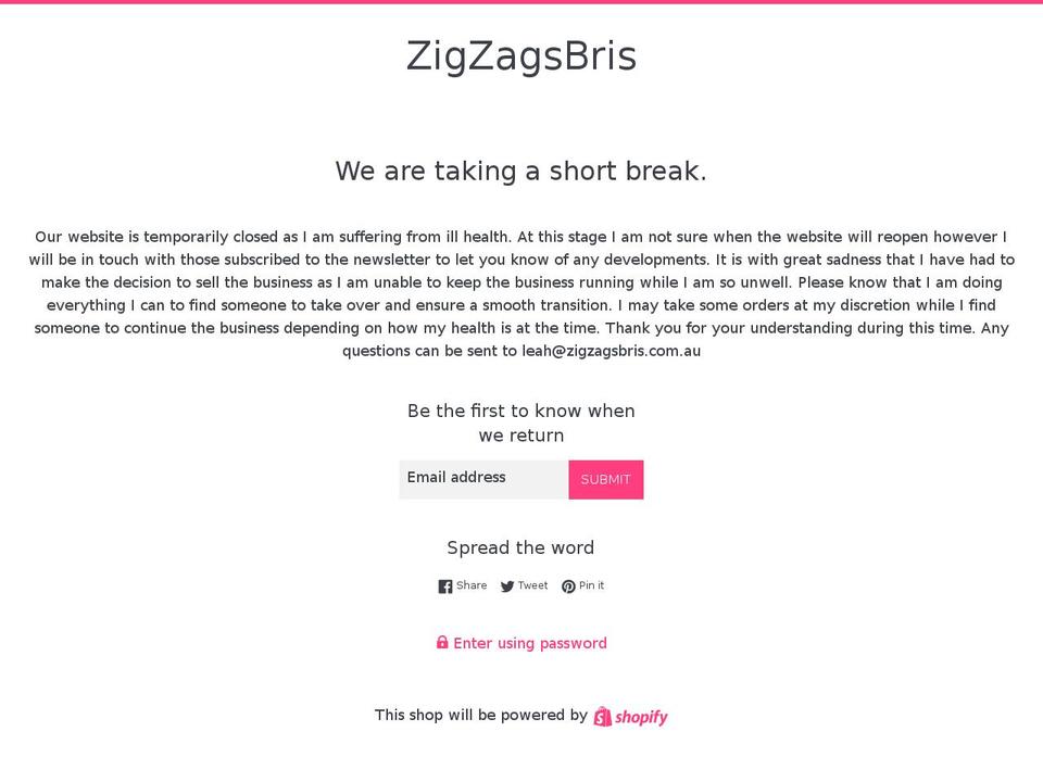 zigzagsbris.com.au shopify website screenshot