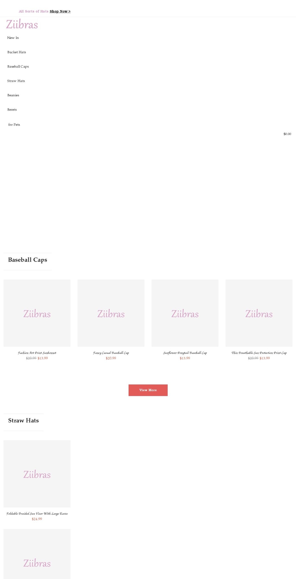 ziibras.com shopify website screenshot