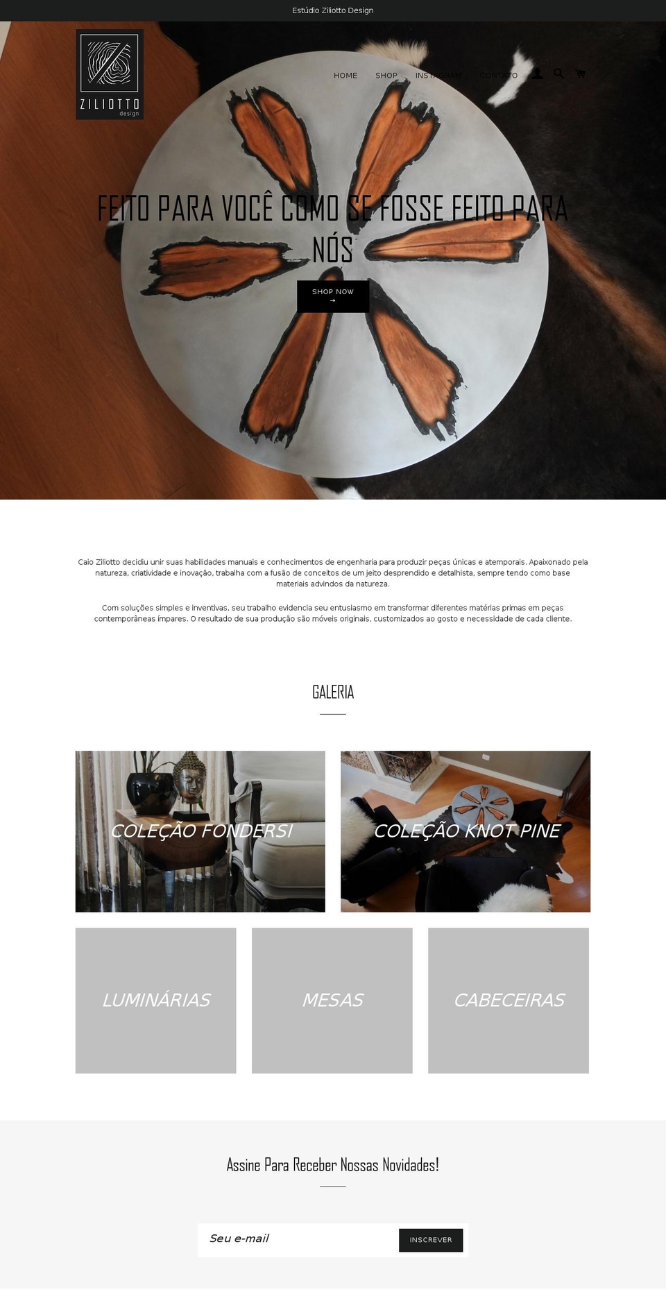 ziliottodesign.com — Shopify storefront screenshot