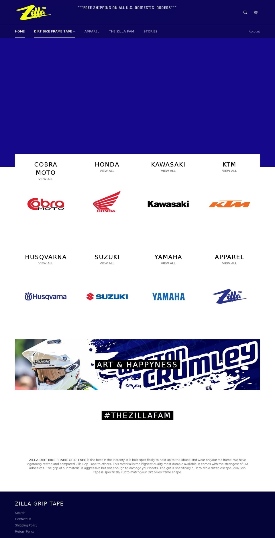 zillagriptape.com shopify website screenshot