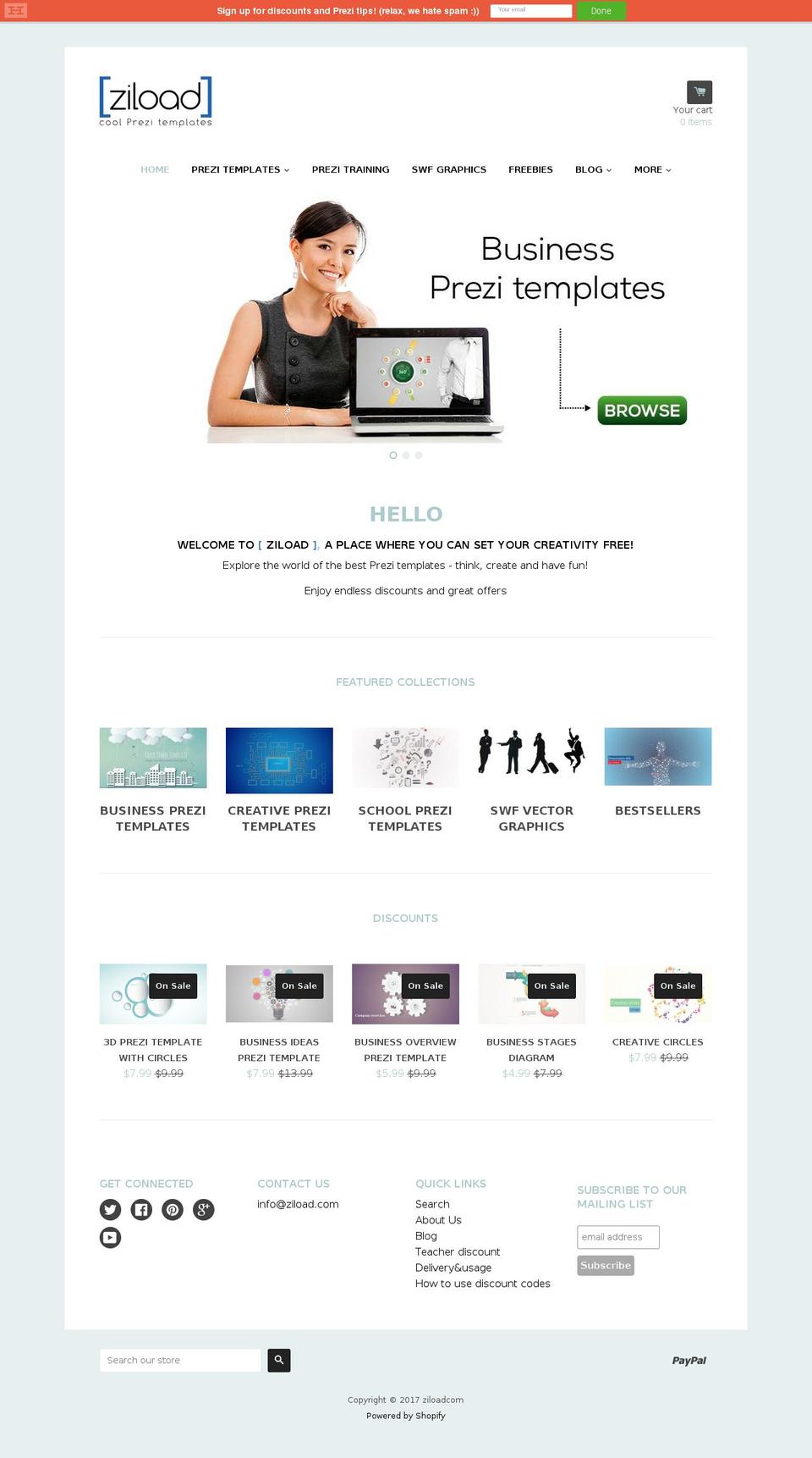 ziload.com shopify website screenshot