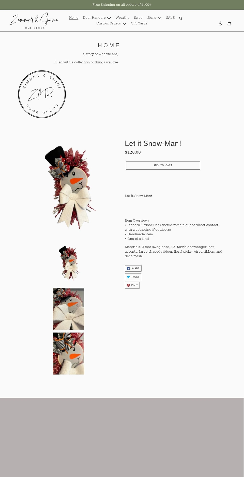 zimmerandshine.com shopify website screenshot