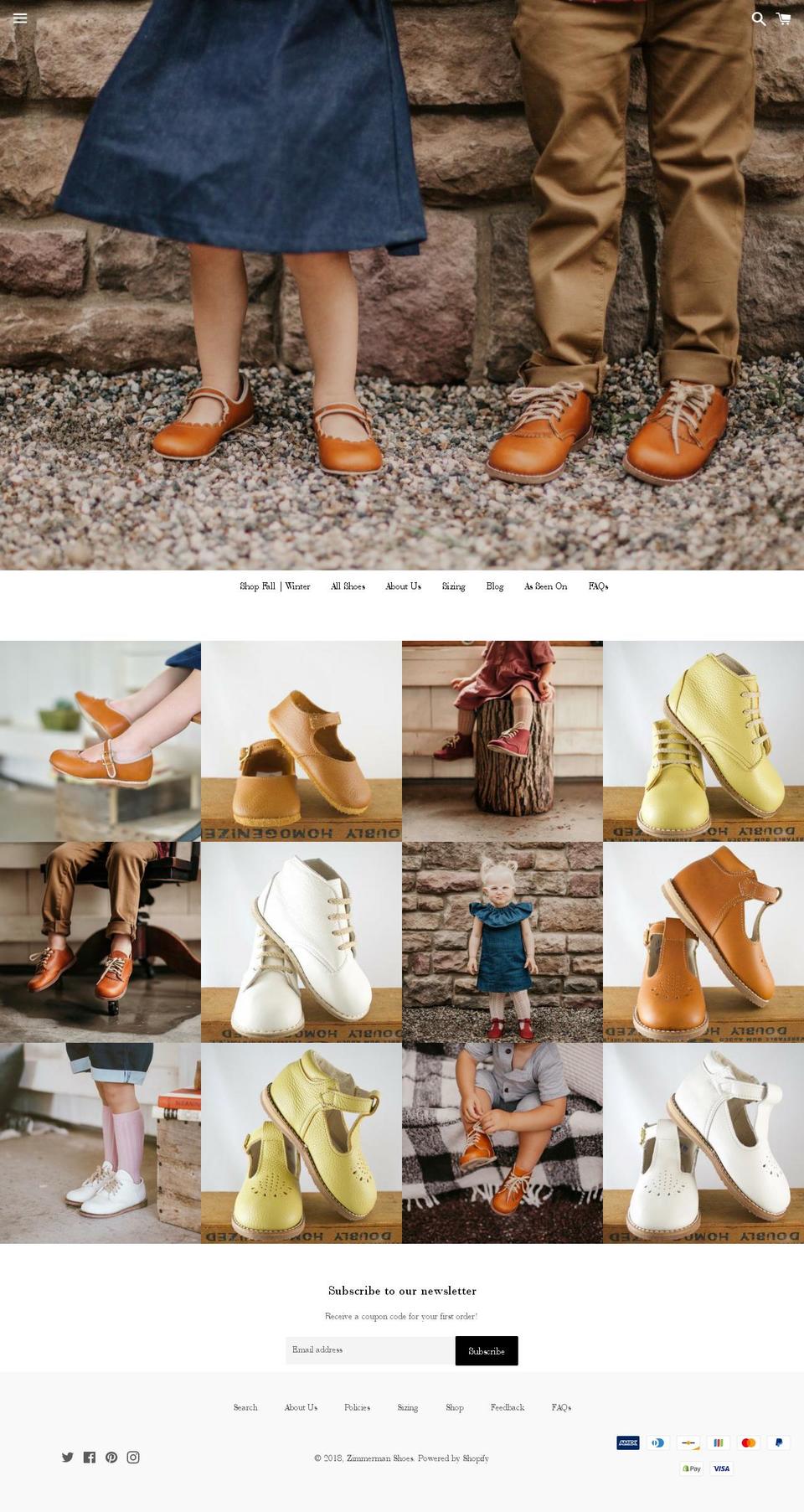zimmerman.shoes shopify website screenshot