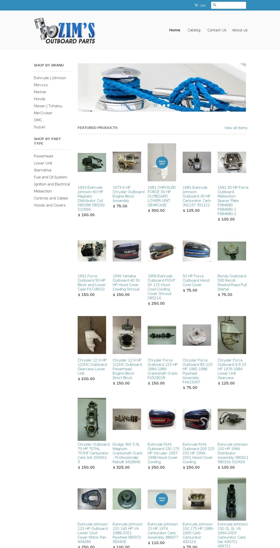zimsoutboardparts.com shopify website screenshot