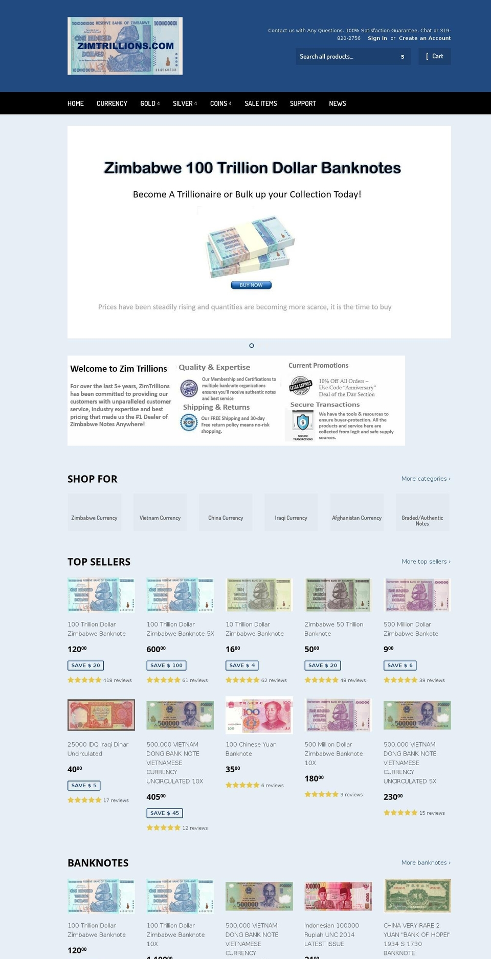 zimtrillions.com — Shopify storefront screenshot