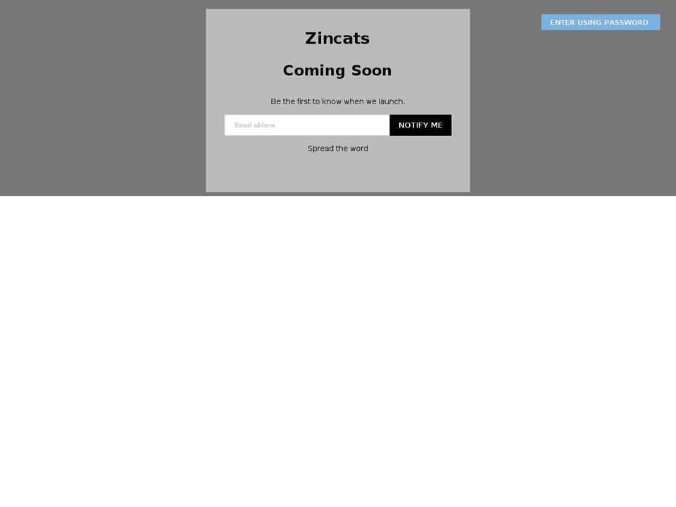 zincats.com shopify website screenshot