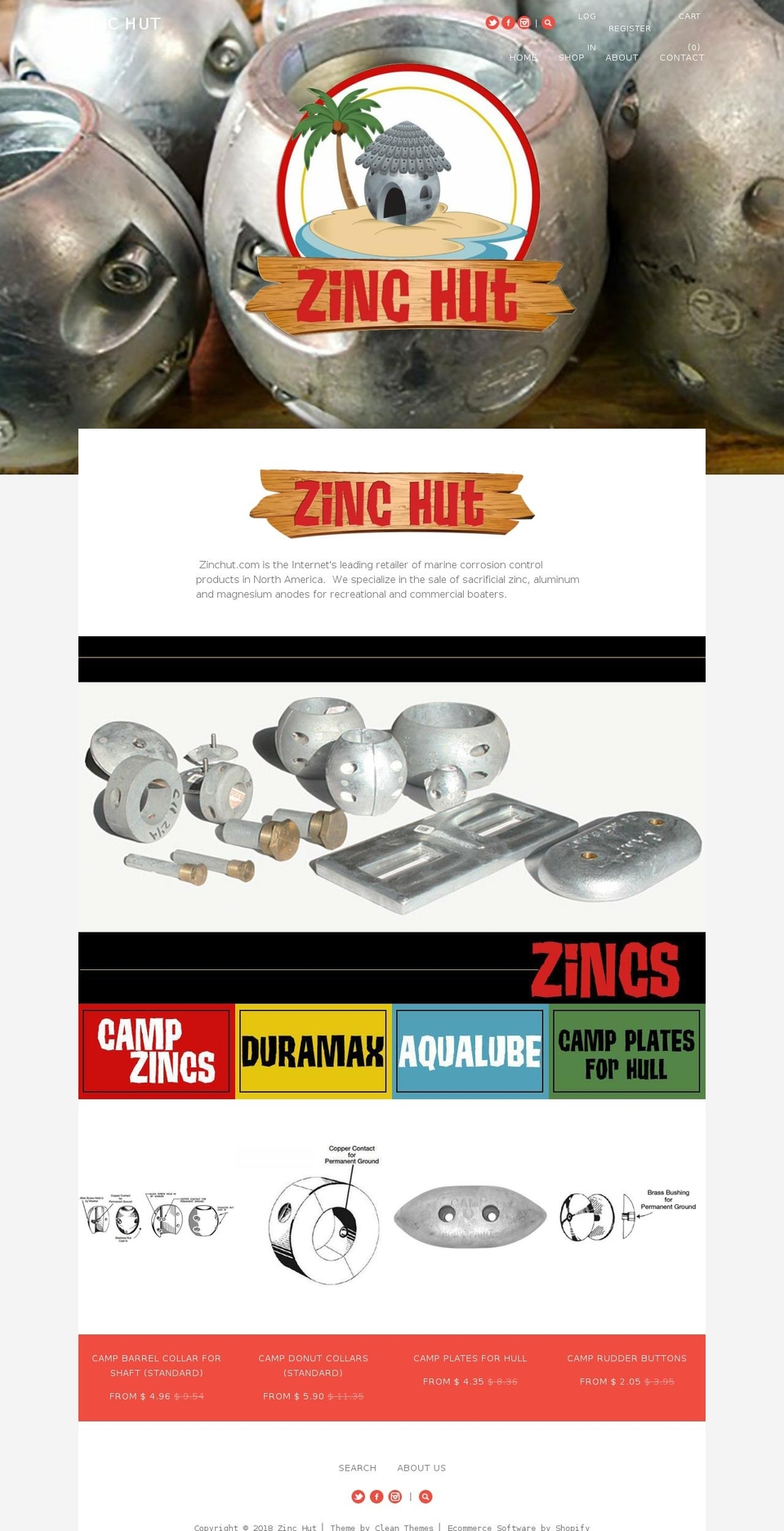 zinchut.com shopify website screenshot