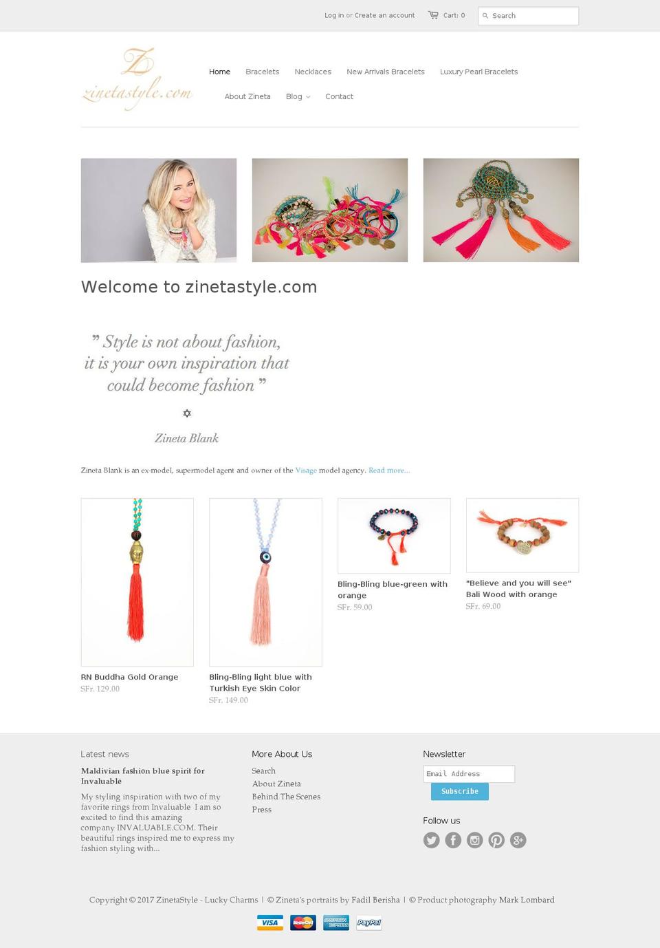 zinetastyle.com shopify website screenshot