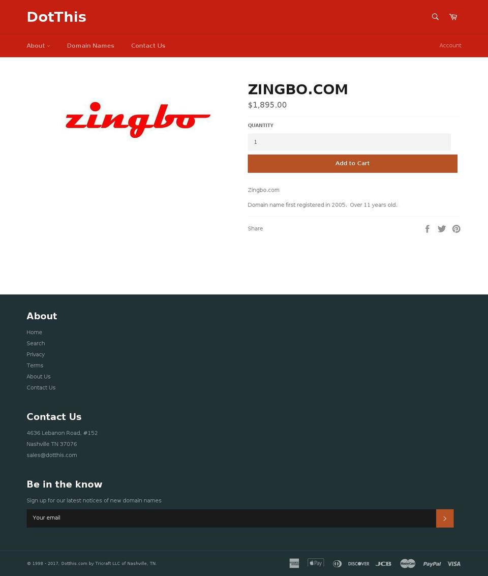 zingbo.com shopify website screenshot