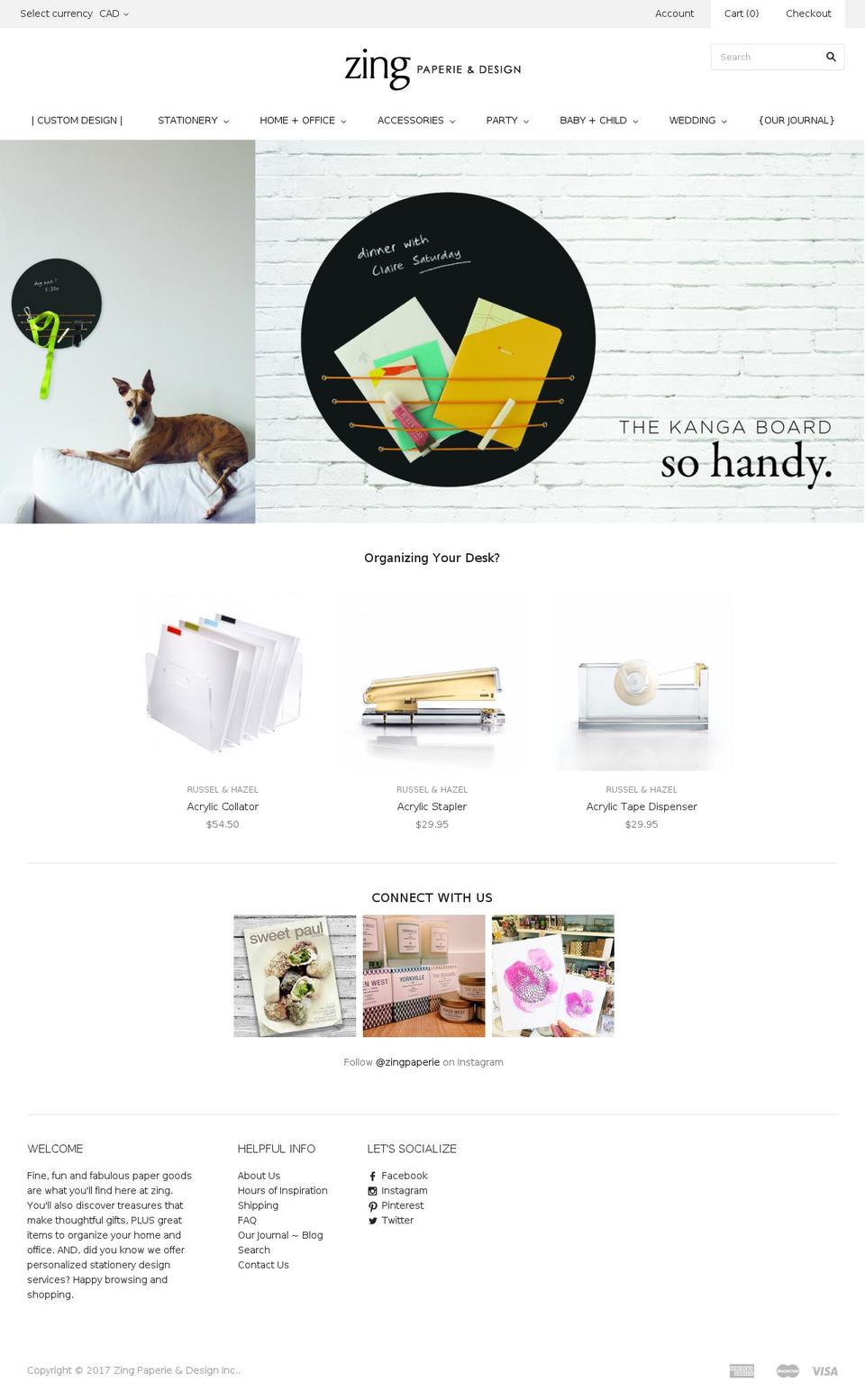 Grid Shopify theme site example zingdesign.ca