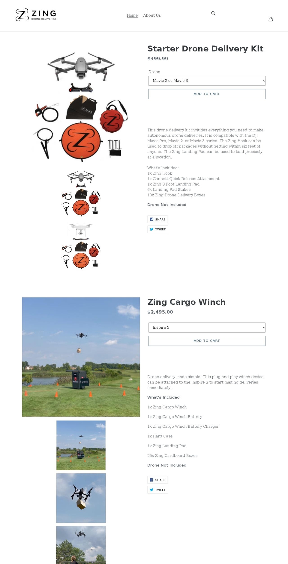 zingdrones.shop shopify website screenshot