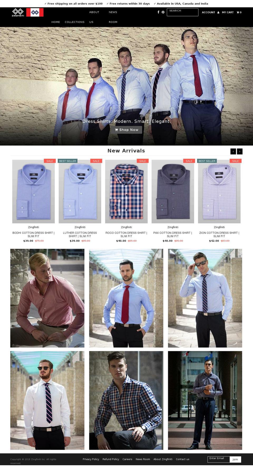 zingfiniti.com — Shopify storefront screenshot