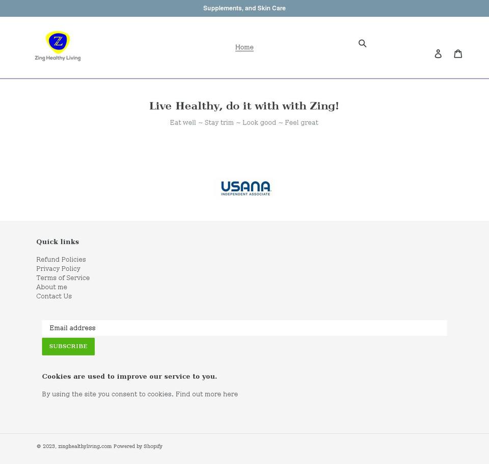 zinghealthyliving.com shopify website screenshot