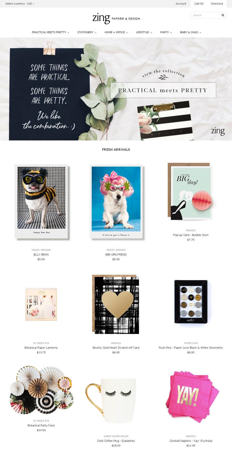 Copy of Grid Shopify theme site example zingpaperie.ca