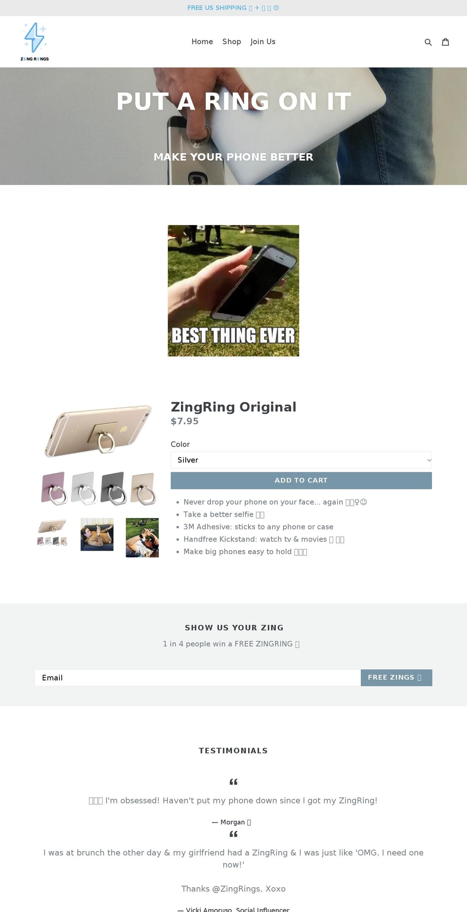 zingrings.com — Shopify storefront screenshot