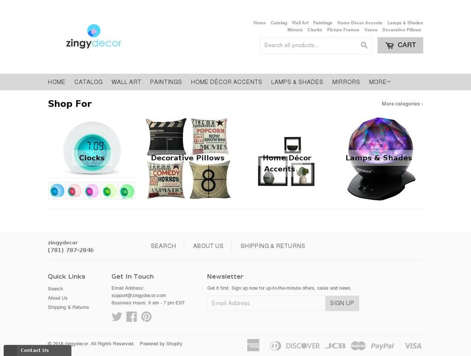 zingydecor.com — Shopify storefront screenshot
