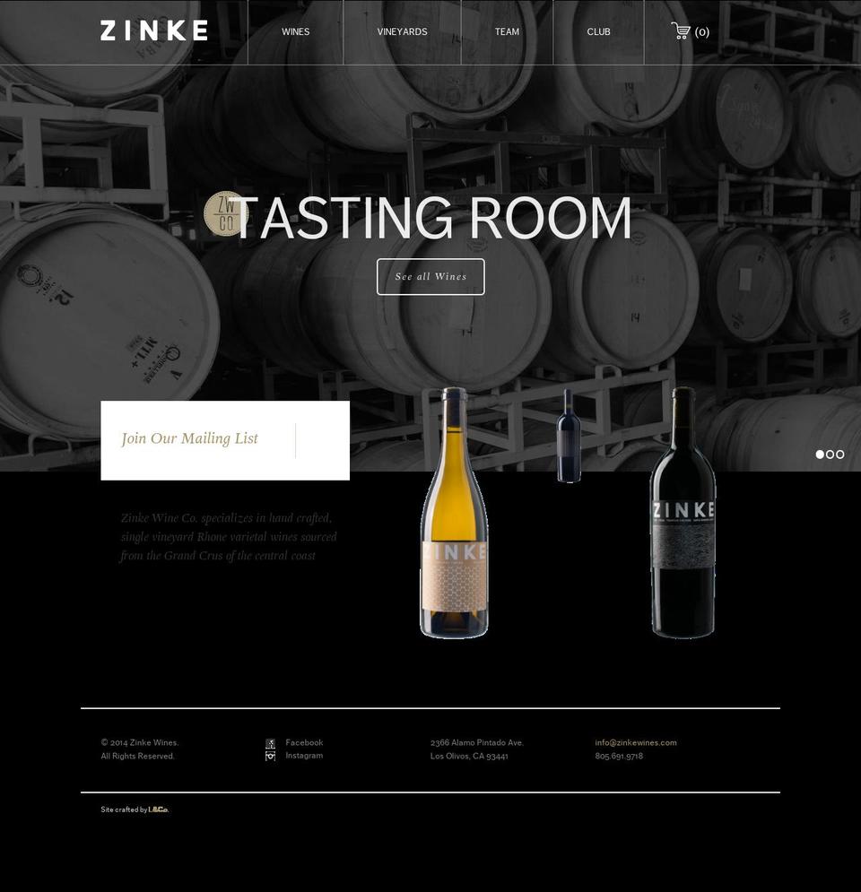 zinke Shopify theme site example zinkewine.com