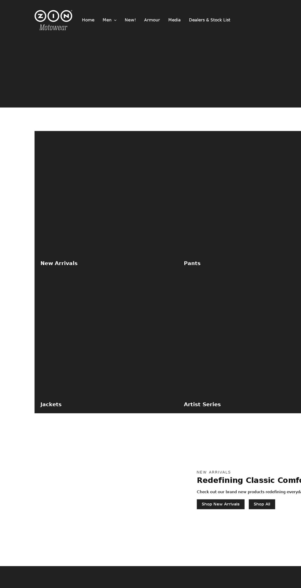 zinmotowear.com — Shopify storefront screenshot