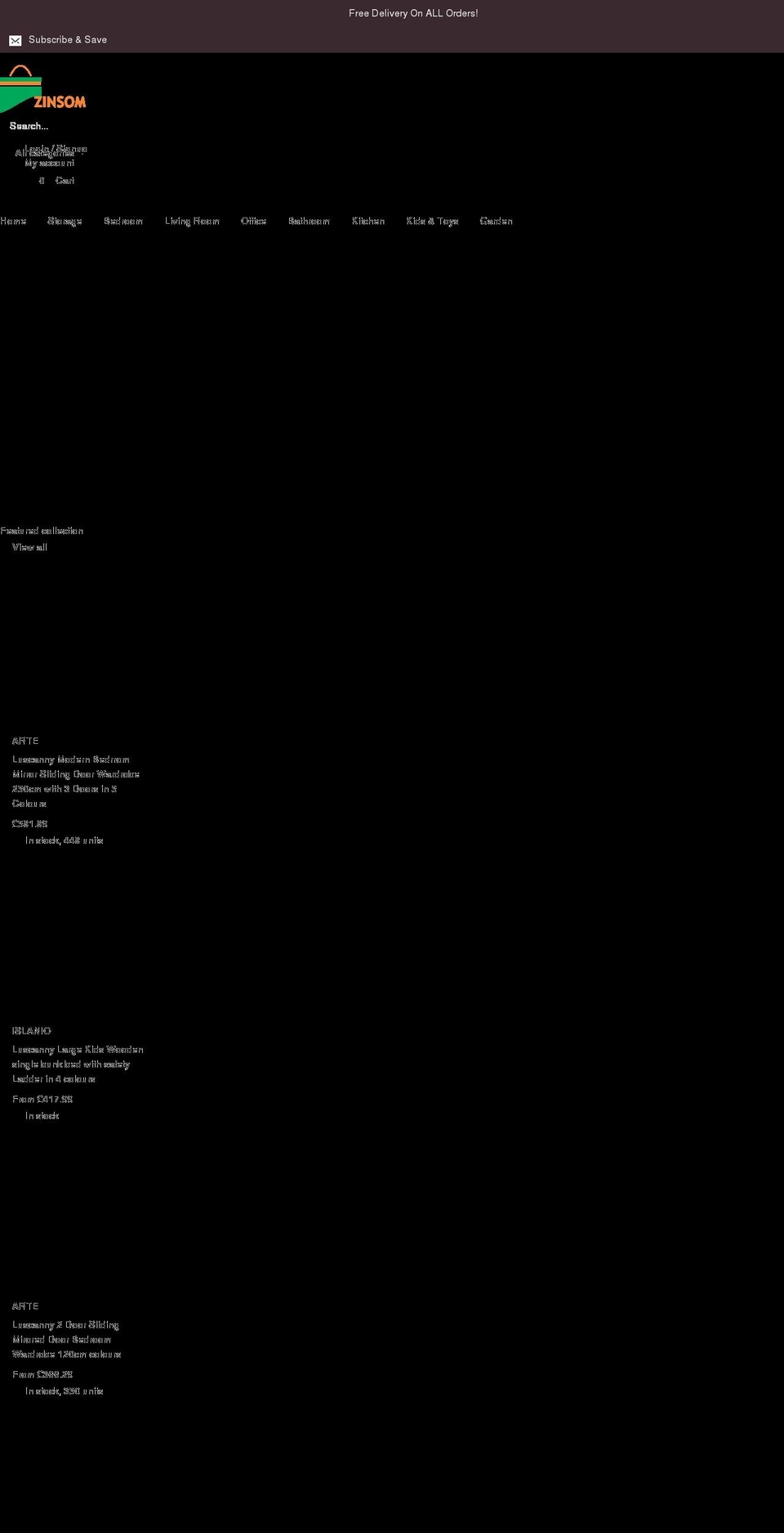 zinsom.com shopify website screenshot