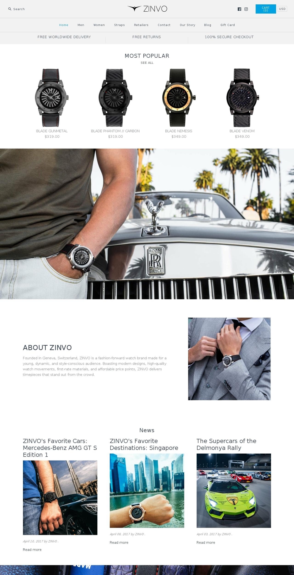 zinvowatches.com shopify website screenshot