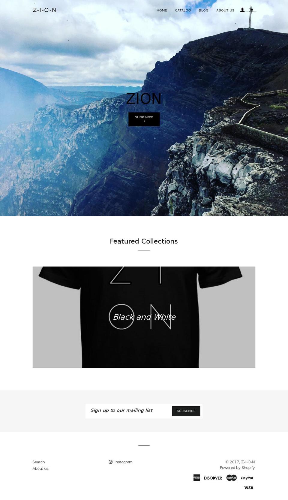 zionclothing.org shopify website screenshot