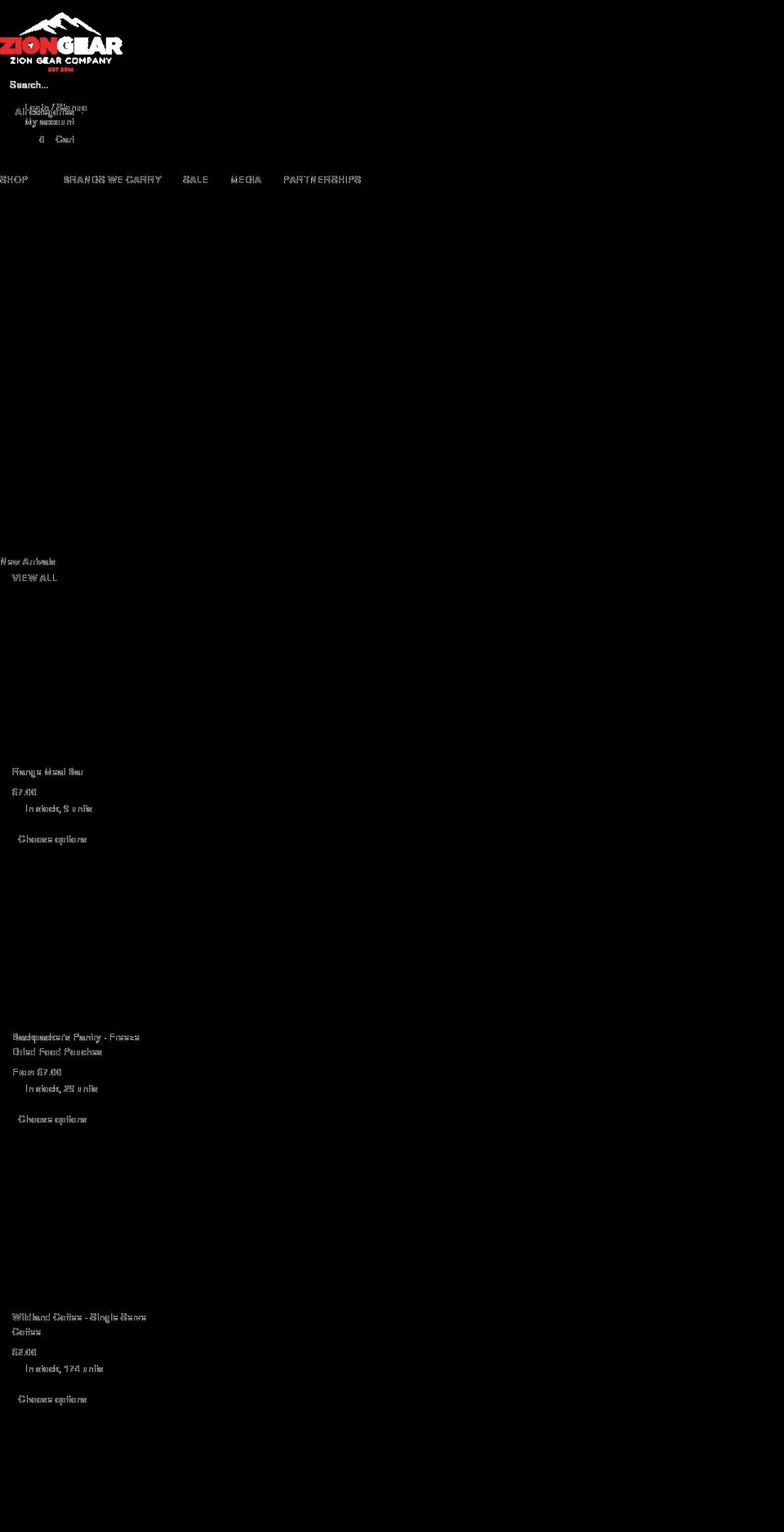 ziongear.com shopify website screenshot